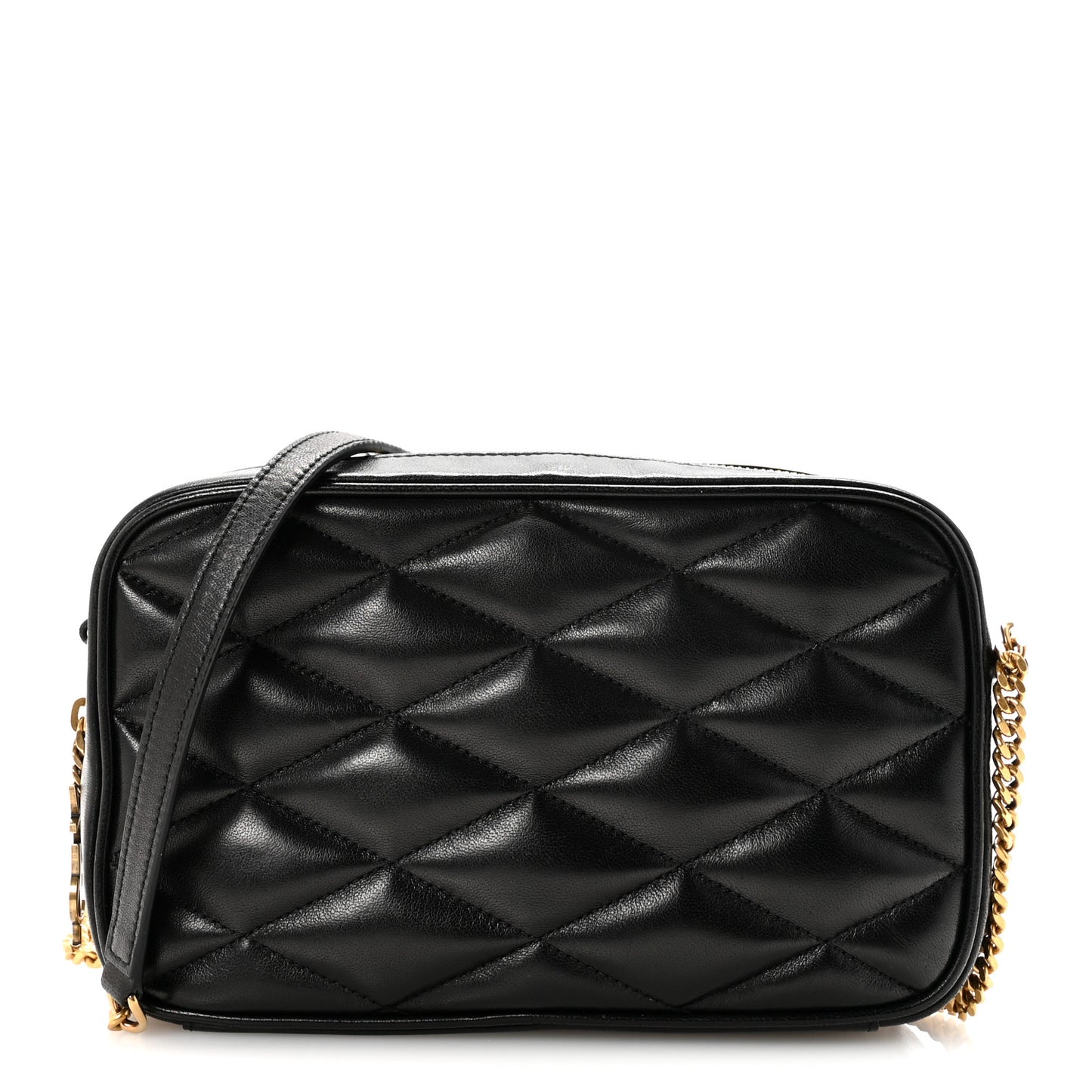 Lambskin Quilted Mini Camera Bag Black
