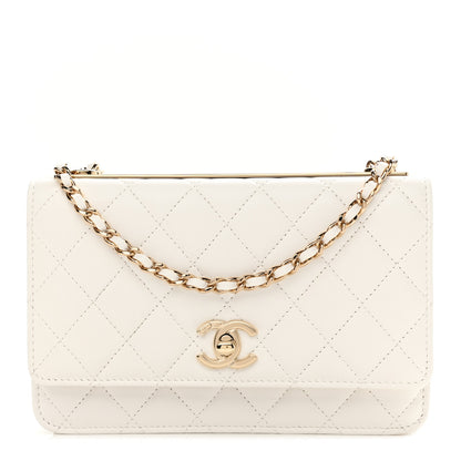 Chanel Lambskin Quilted Trendy CC Wallet On Chain WOC White 1 of 11