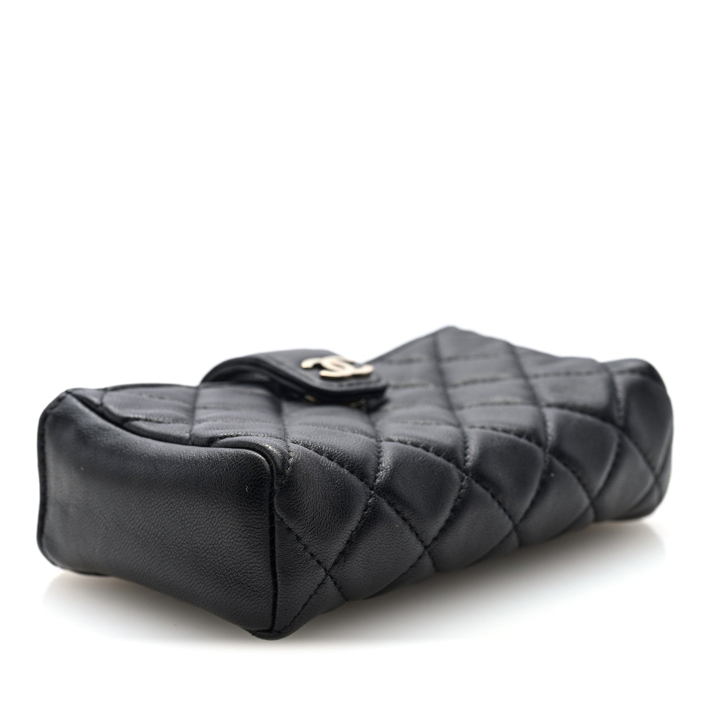 Lambskin Quilted Mini Phone Holder Clutch Black