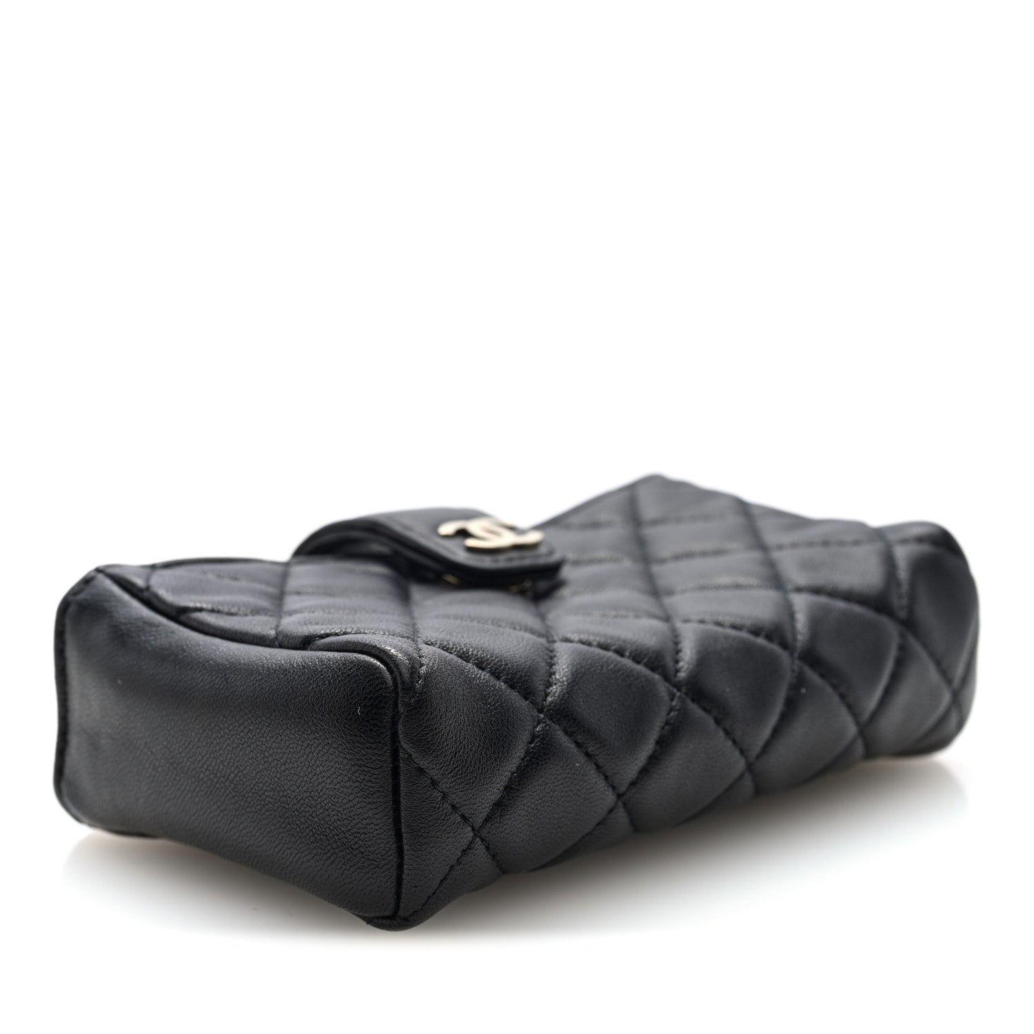 Chanel Lambskin Quilted Mini Phone Holder Clutch Black 4 of 7