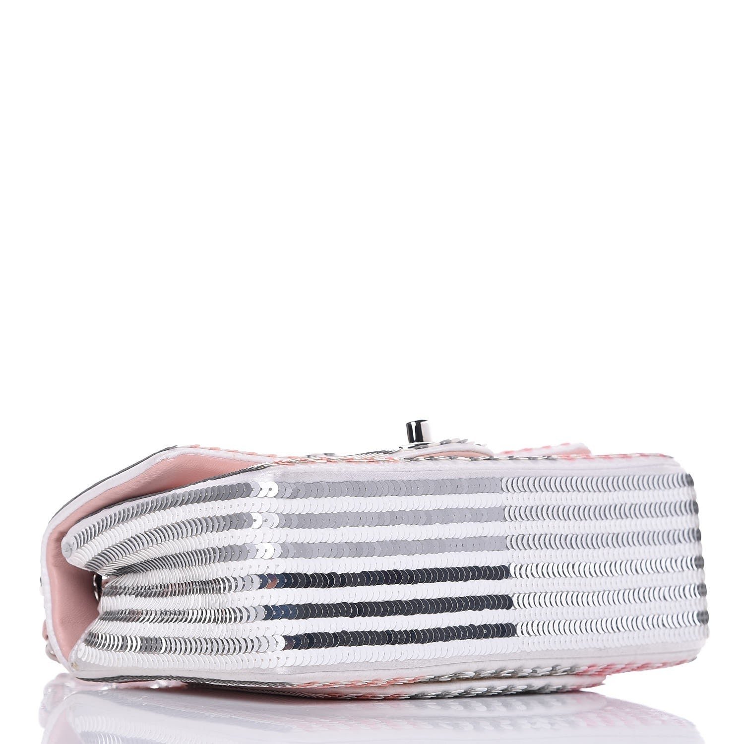 Chanel Sequin Striped Mini Flap Pink White 4 of 9