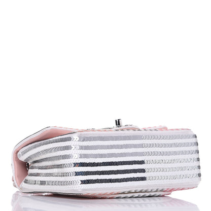 Chanel Sequin Striped Mini Flap Pink White 4 of 9