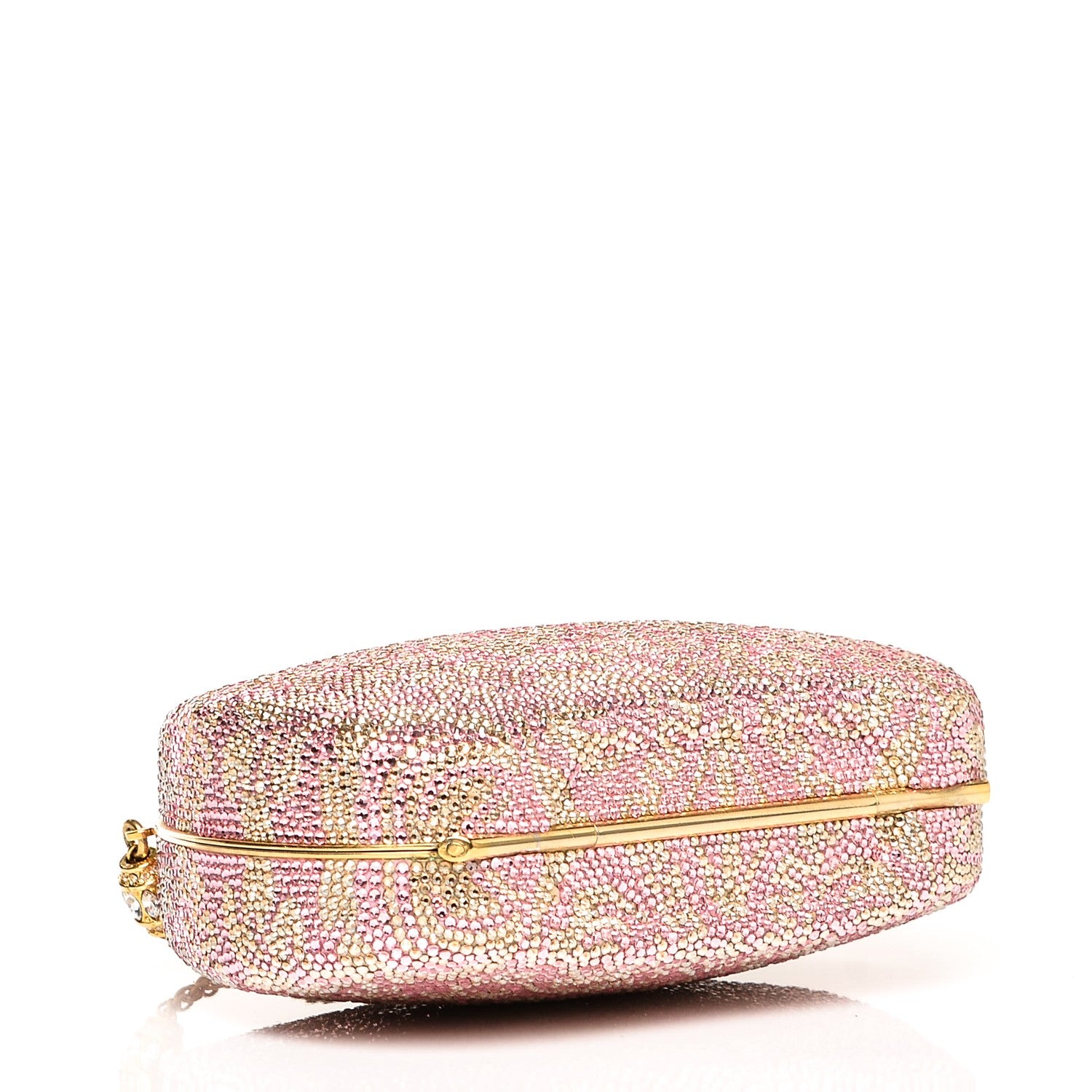Judith Leiber Swarovski Crystal Minaudière Clutch Pink Gold 4 of 8