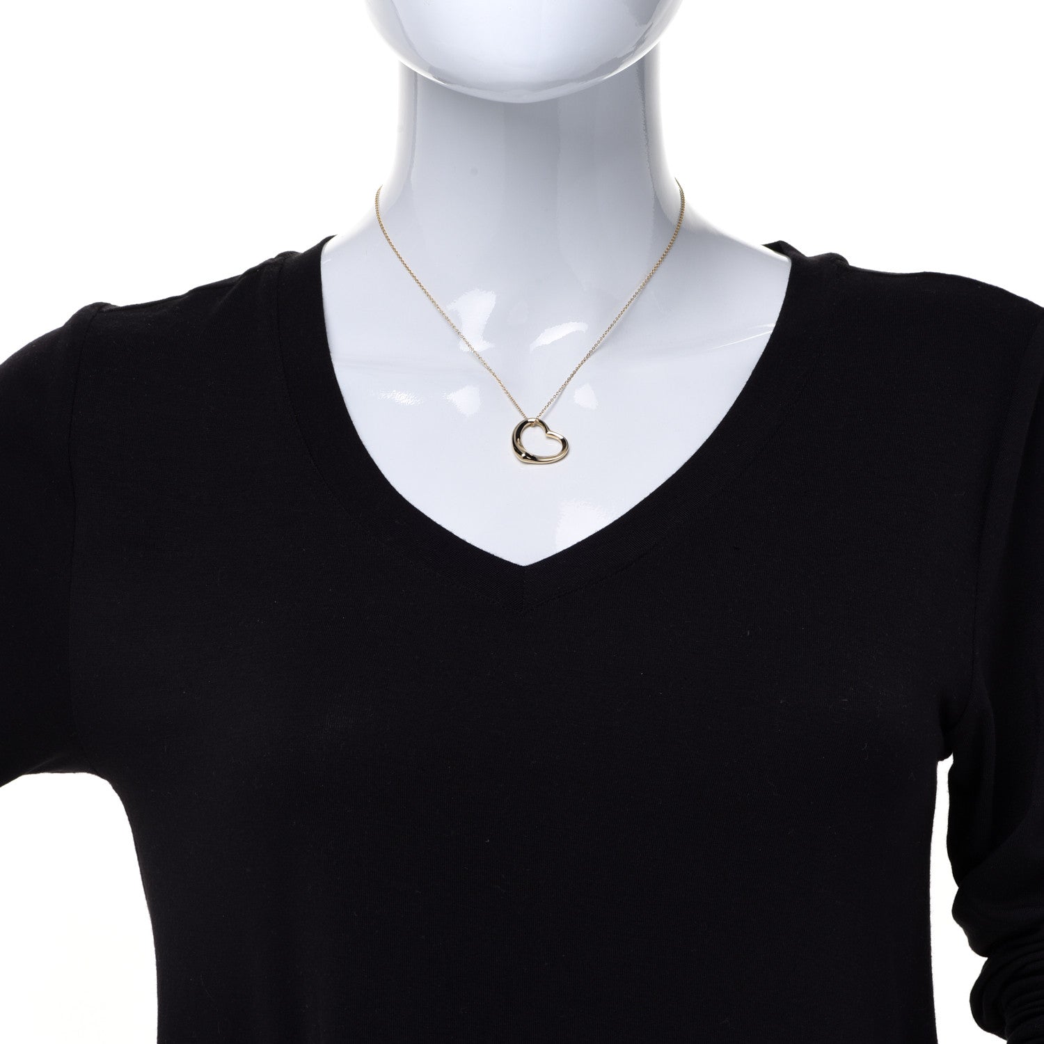 Tiffany 18K Yellow Gold 22mm Elsa Peretti Open Heart Pendant Necklace 2 of 6