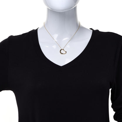 Tiffany 18K Yellow Gold 22mm Elsa Peretti Open Heart Pendant Necklace 2 of 6