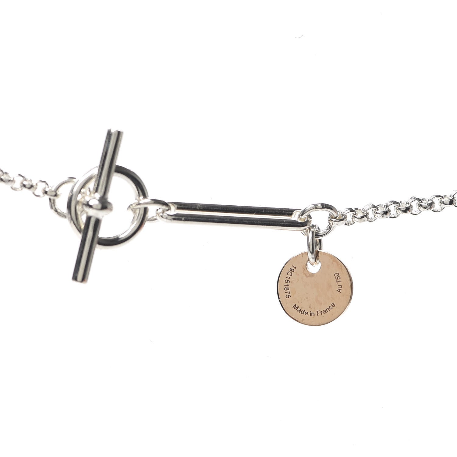 Hermes Sterling Silver 18K Rose Gold GM Ex-Libris Long Pendant Necklace 4 of 6