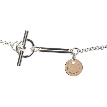 Hermes Sterling Silver 18K Rose Gold GM Ex-Libris Long Pendant Necklace 4 of 6