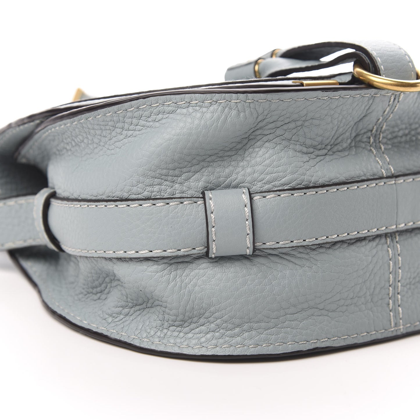 Calfskin Mini Marcie Round Crossbody Bag Faded Blue