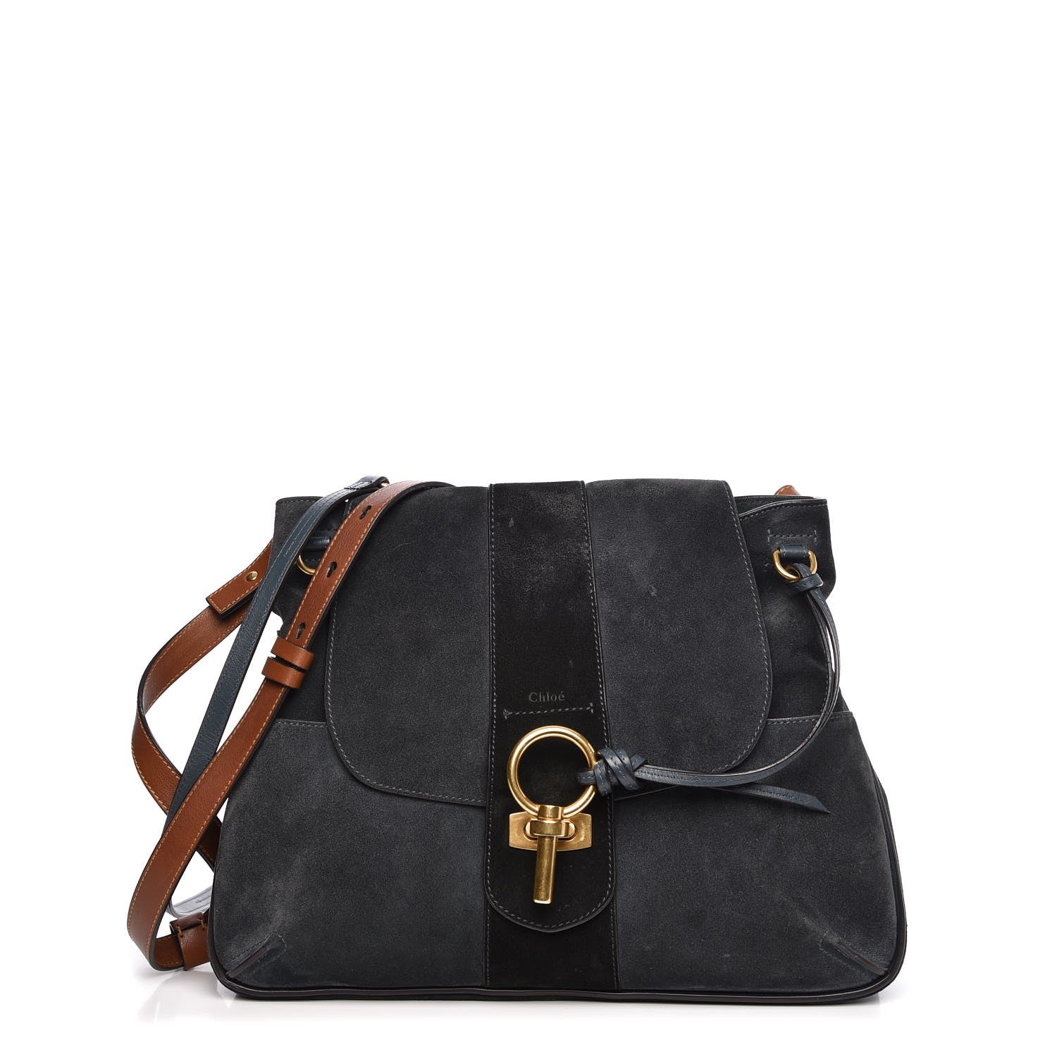 Chloe Suede Medium Lexa Shoulder Bag Silver Blue 1 of 21