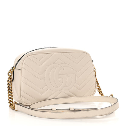 Gucci Calfskin Matelasse Small GG Marmont Chain Shoulder Bag White 3 of 10