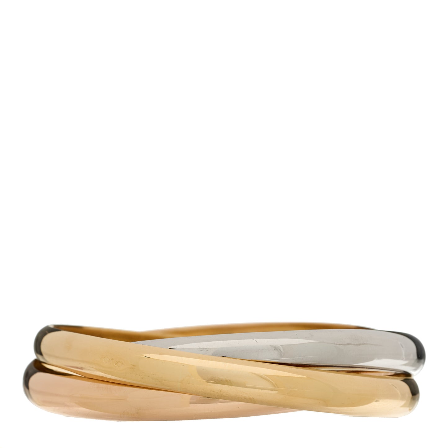 18K Pink Yellow White Gold Trinity Bangle Bracelet