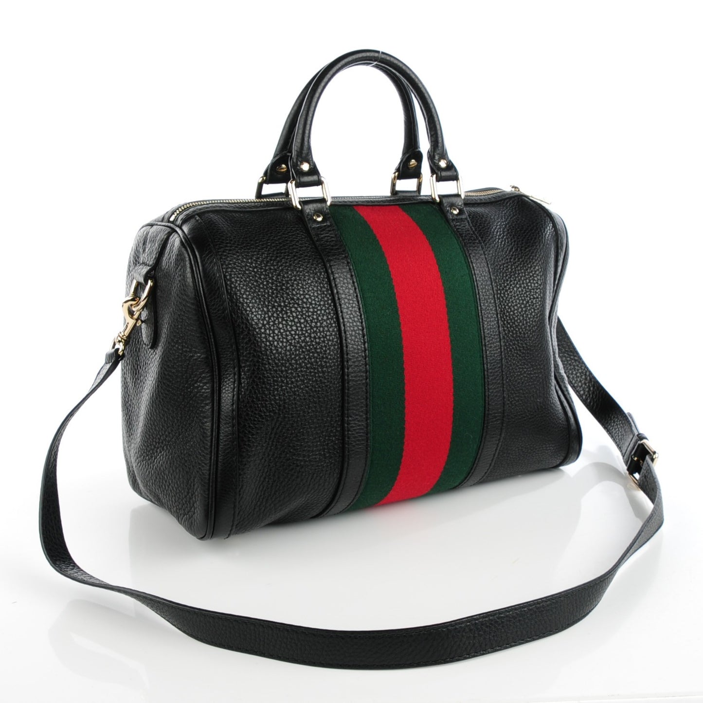 Calfskin Vintage Web Medium Boston Black