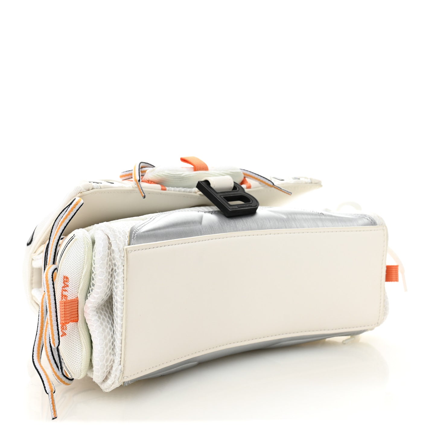 Faux Calfskin Fabric Glow In The Dark Small Sneakerhead Top Handle Bag White Orange