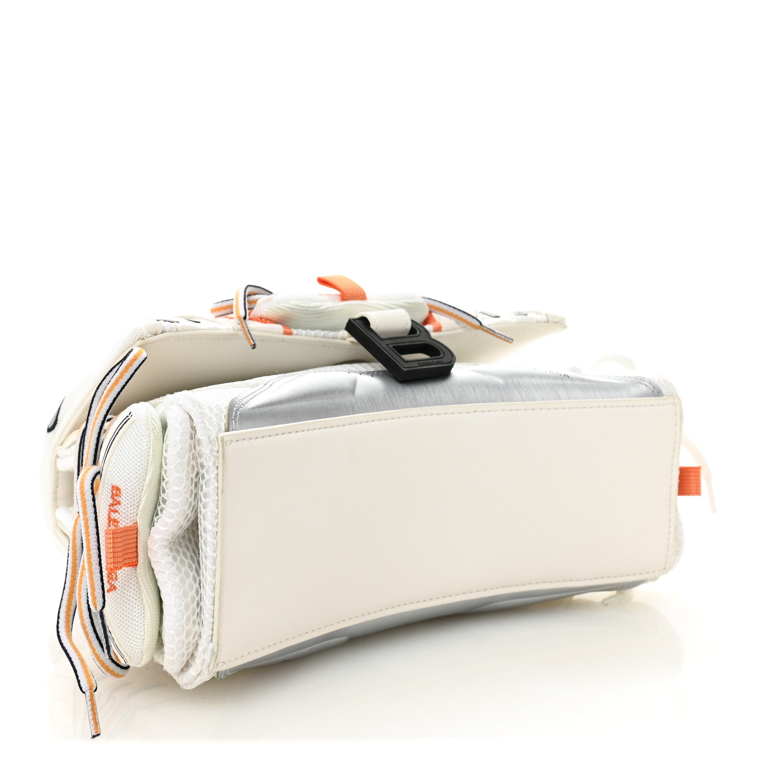Balenciaga Faux Calfskin Fabric Glow In The Dark Small Sneakerhead Top Handle Bag White Orange 4 of 10