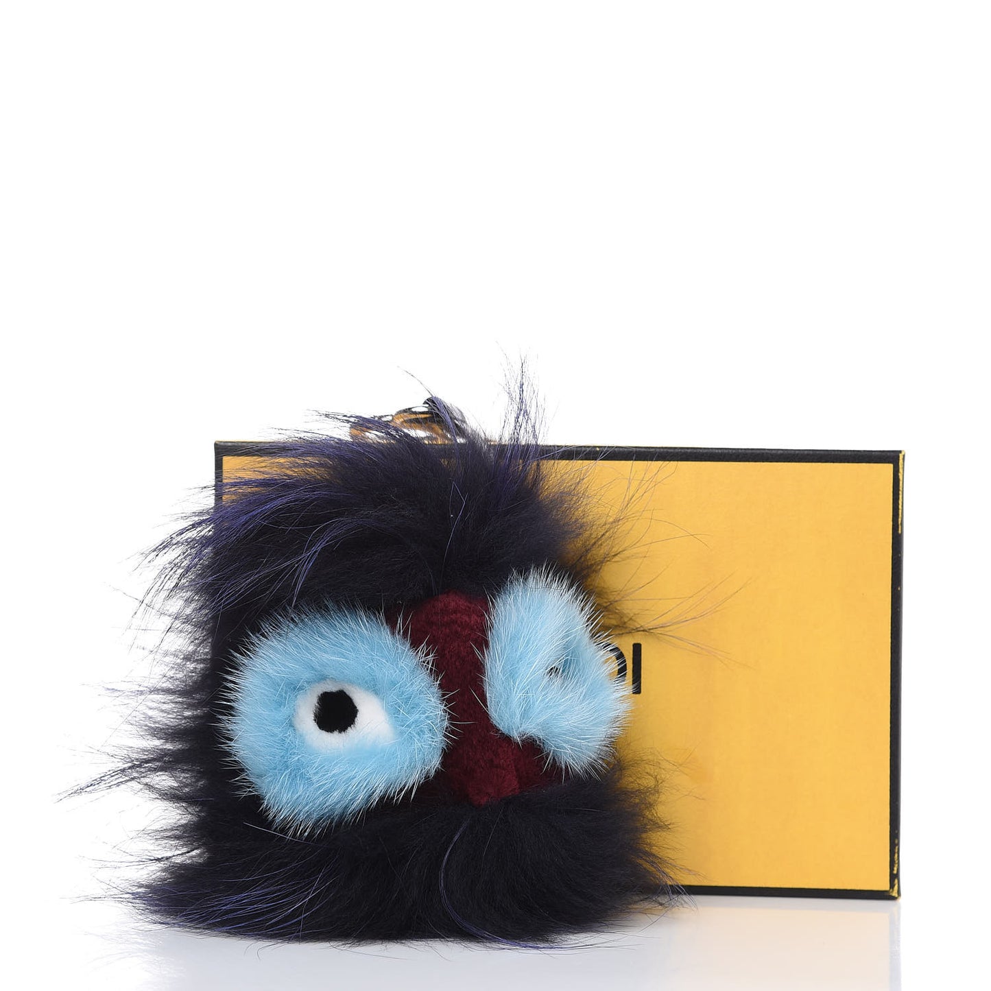 Mink Fox Rabbit Fur Vitello Flamingo Furme Monster Bag Charm Viola Multicolor Black