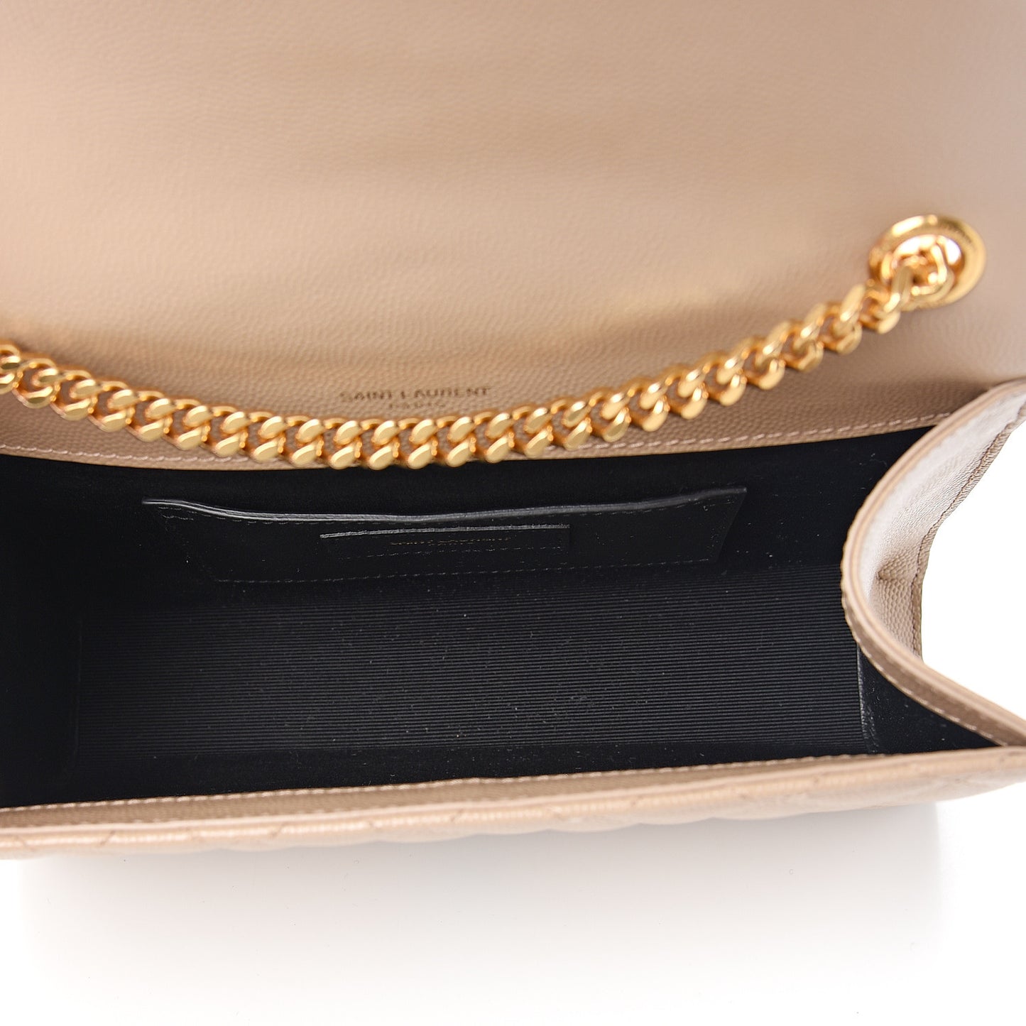 Grain De Poudre Textured Mixed Matelasse Triquilt Small Monogram Satchel Dark Beige