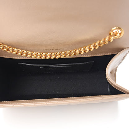 Saint Laurent Grain De Poudre Textured Mixed Matelasse Triquilt Small Monogram Satchel Dark Beige 4 of 9
