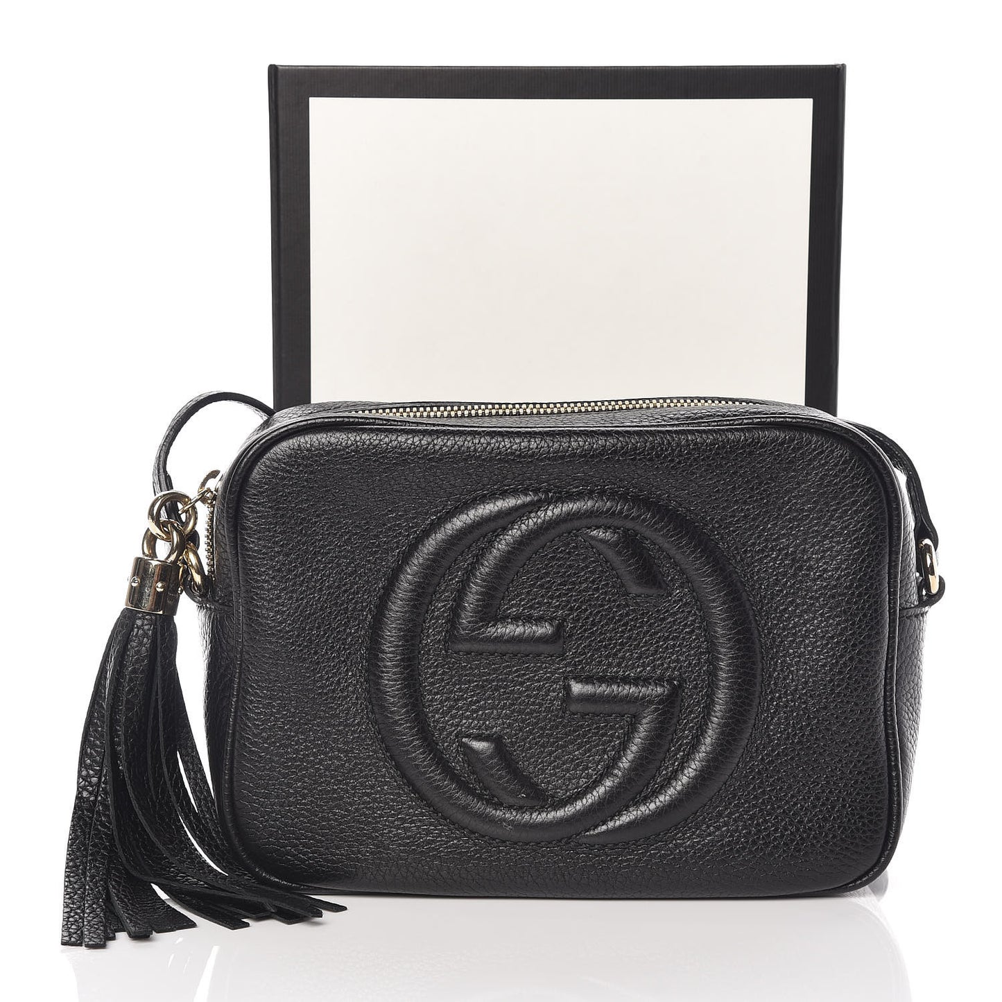 Pebbled Calfskin Small Soho Disco Bag Black