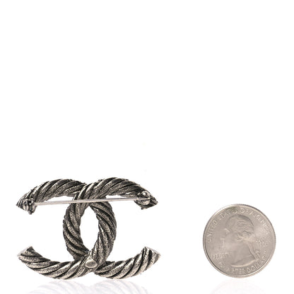 Chanel Ruthenium Twisted CC Brooch Silver 2 of 4