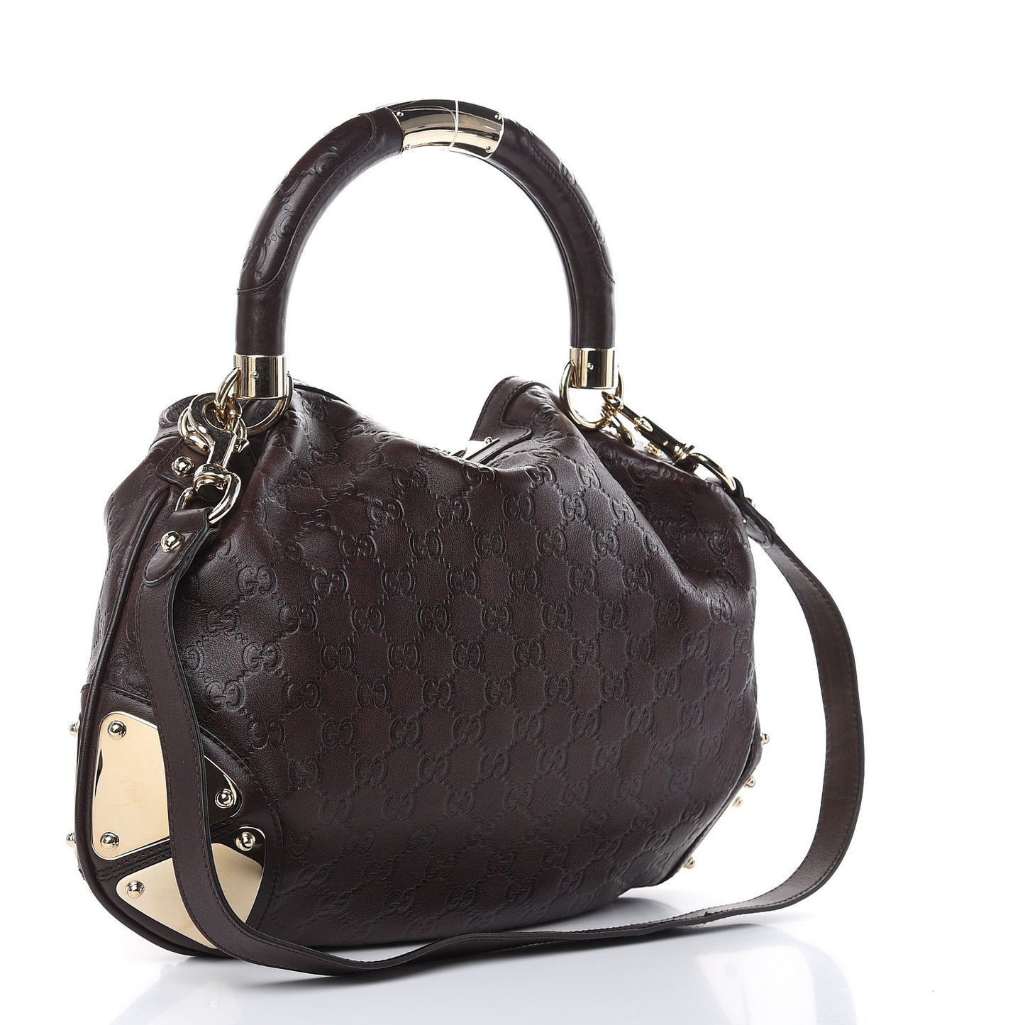 Guccissima Medium Indy Top Handle Hobo Dark Brown