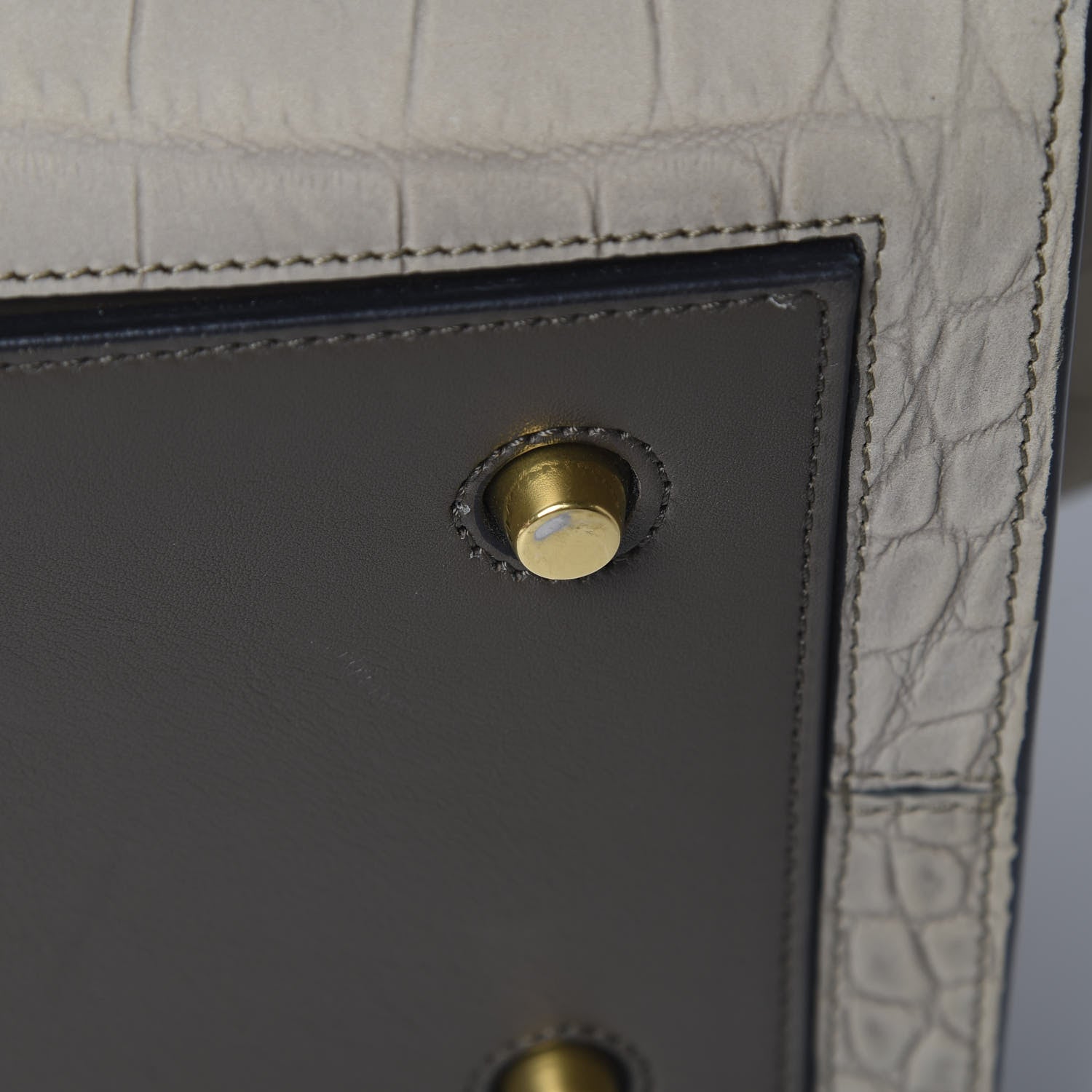 Celine Smooth Calfskin Crocodile Embossed Nubuck Mini Tie Tote Grey 14 of 16