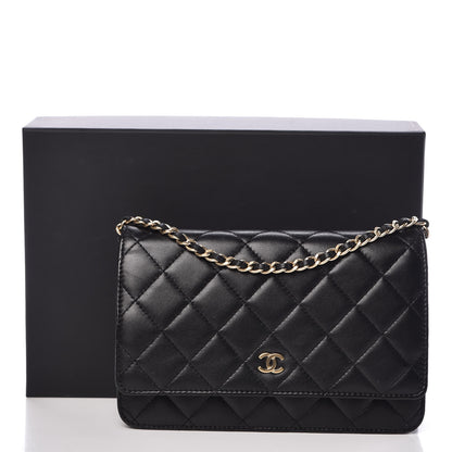 Chanel Lambskin Quilted Wallet On Chain WOC Black 10 of 10
