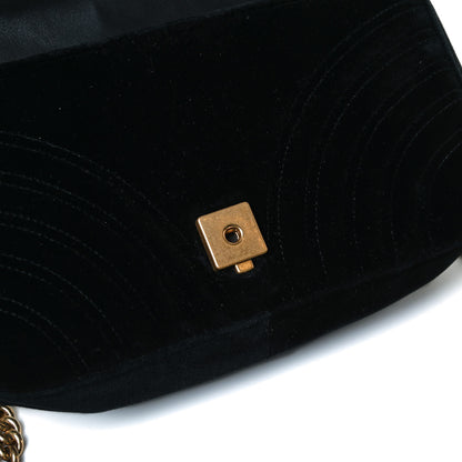 Gucci Velvet Matelasse Small GG Marmont Shoulder Bag Black 14 of 16