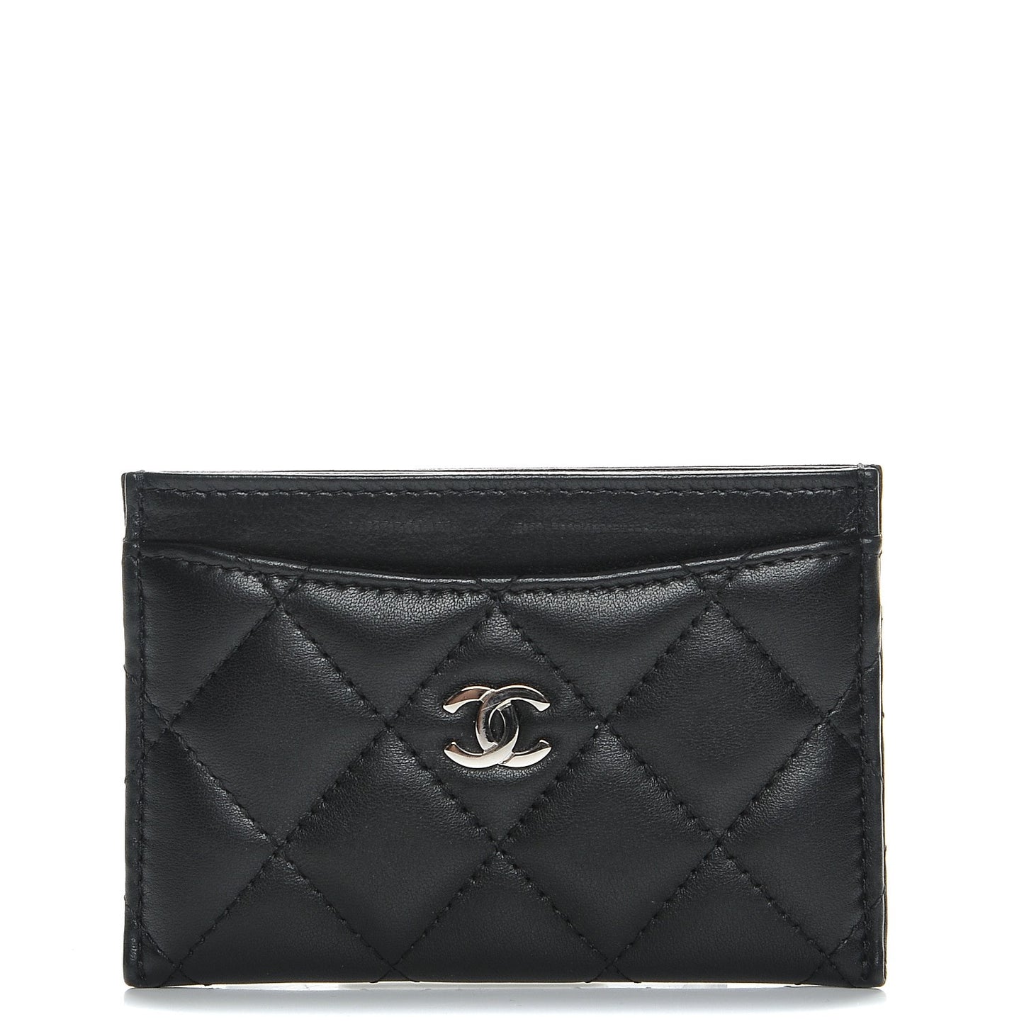 Lambskin Quilted Card Holder Black