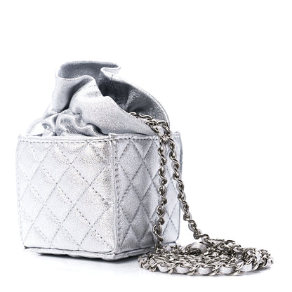 Chanel Metallic Caviar Quilted Mini Drawstring Bucket Bag Silver 3 of 12