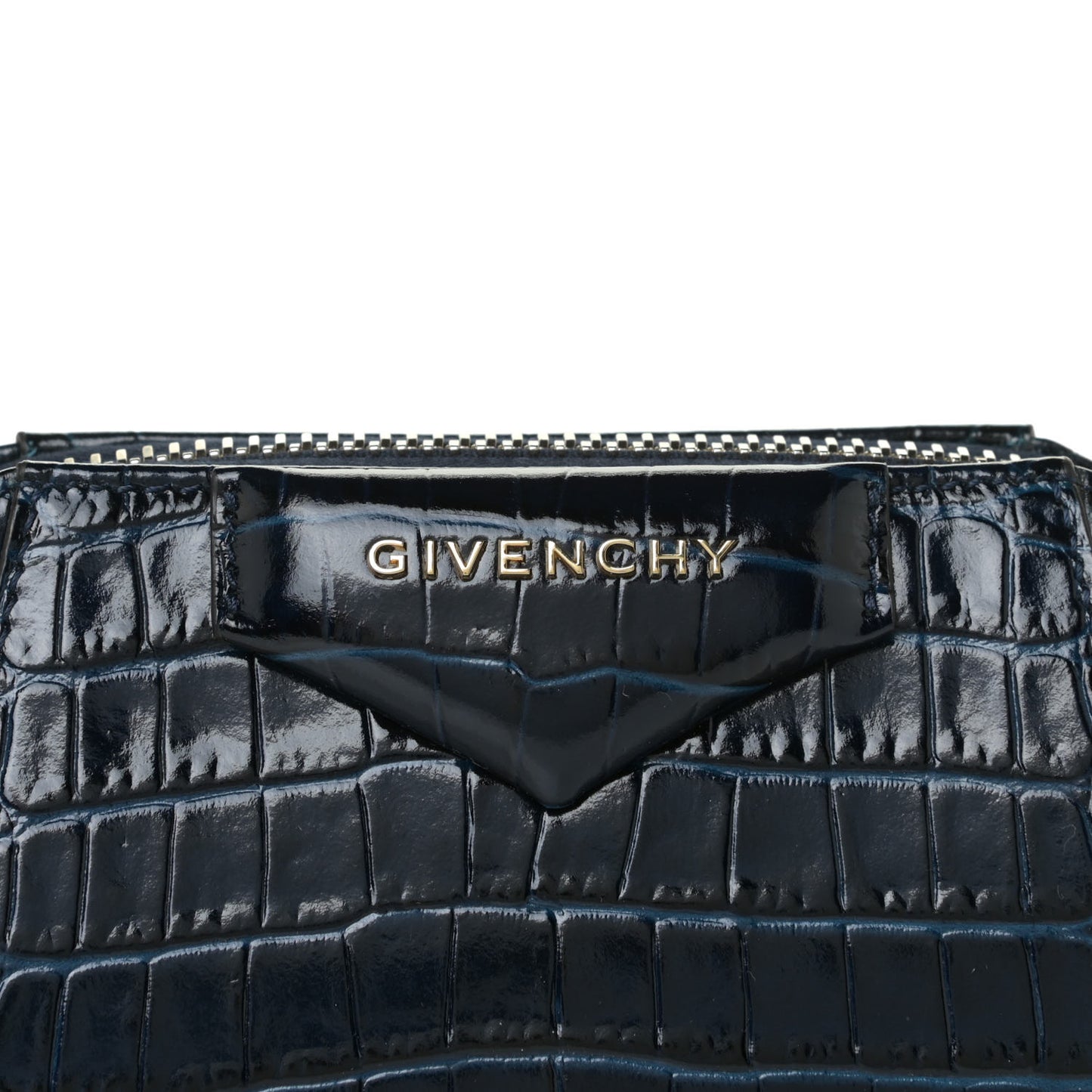 Calfskin Crocodile Embossed Nano Antigona Navy