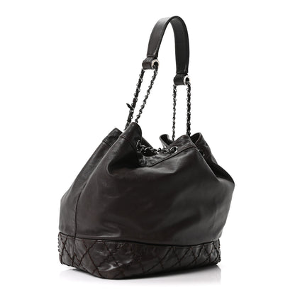 Chanel Calfskin Drawstring CC Bucket Bag Dark Brown 3 of 10