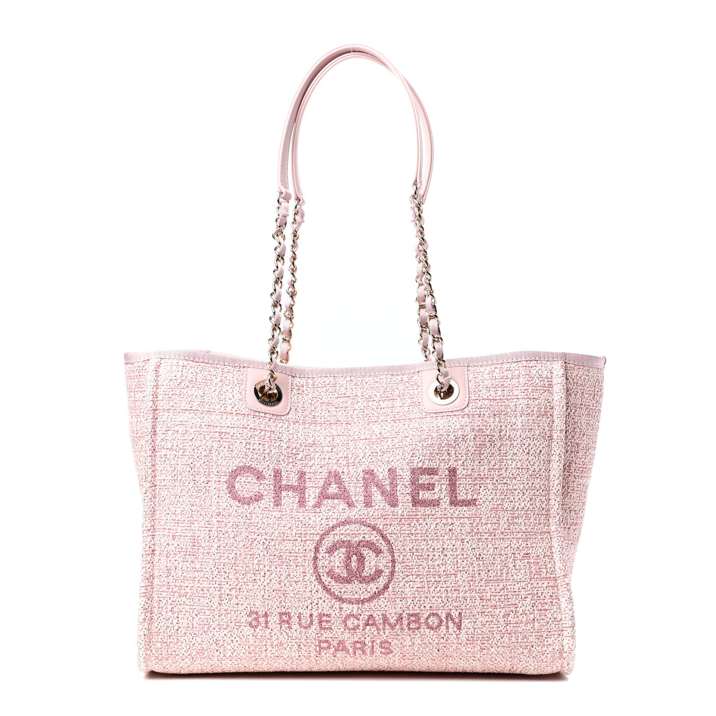 Straw Lurex Small Deauville Tote Pink