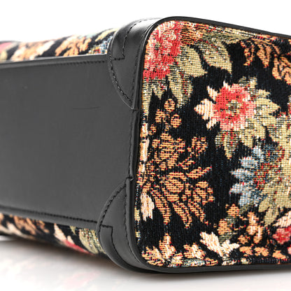 Celine Calfskin Lambskin Canvas Jacquard Floral Nano Luggage Black 10 of 11