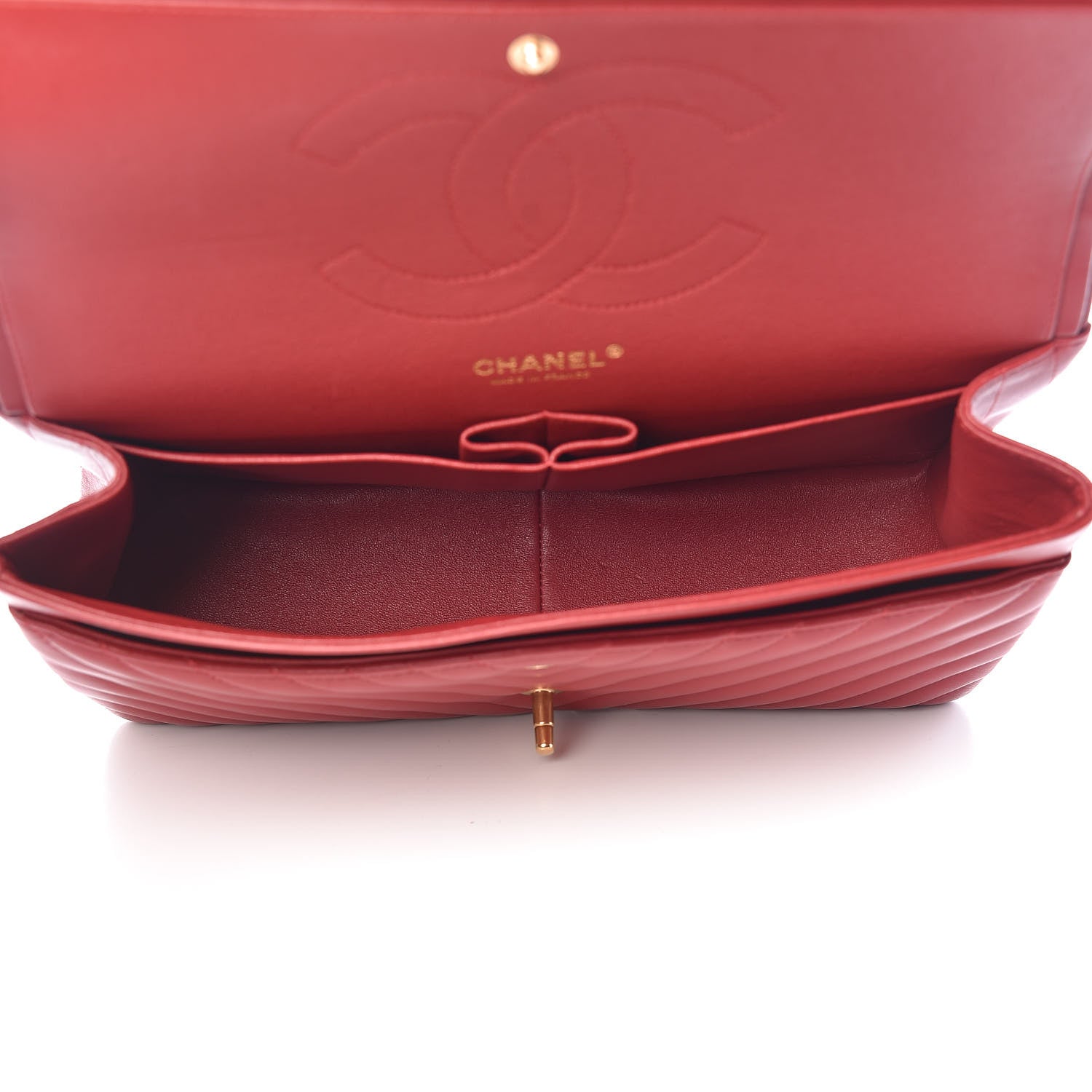 Chanel Lambskin Chevron Quilted Jumbo Double Flap Dark Red 5 of 16
