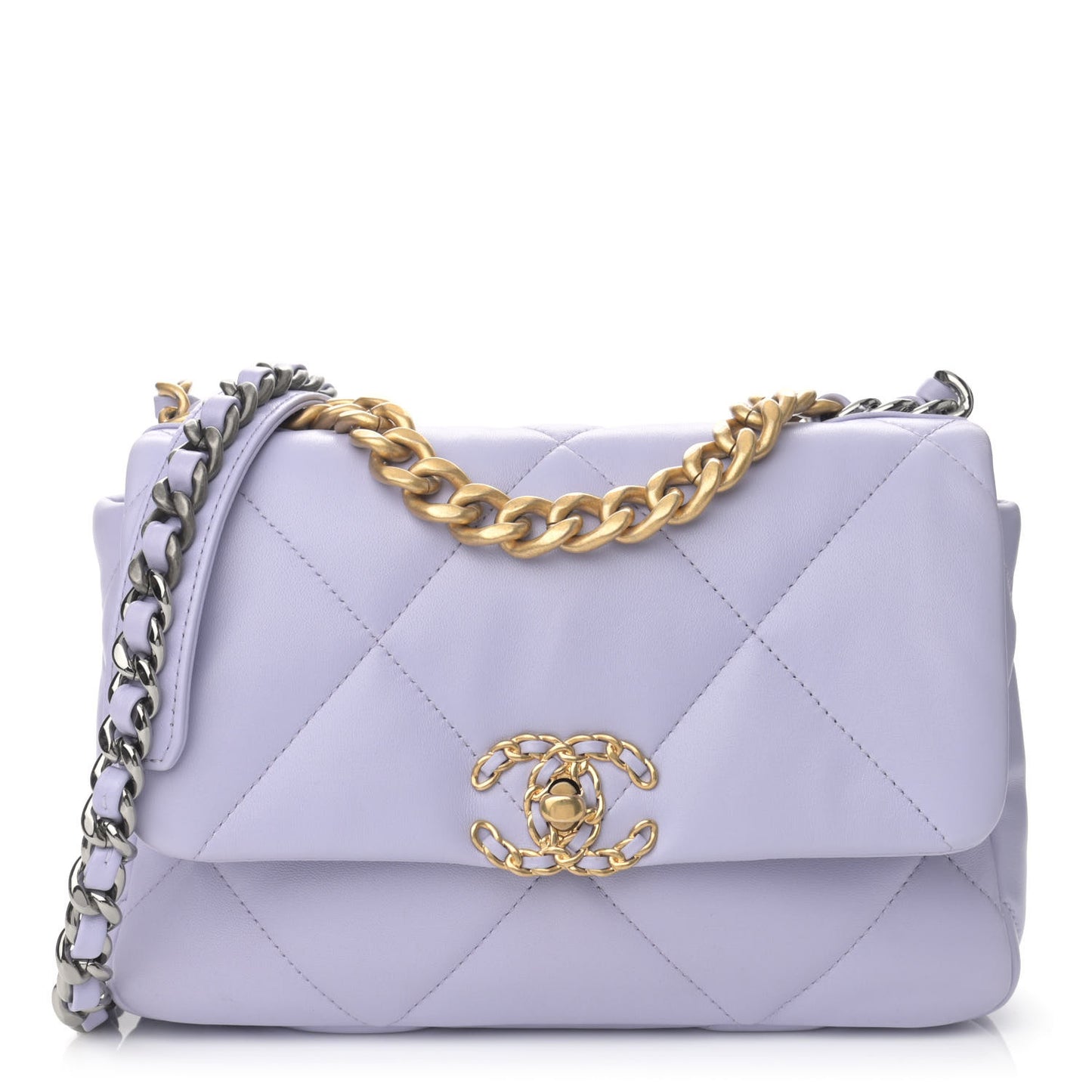 Lambskin Quilted Medium Chanel 19 Flap Light Purple