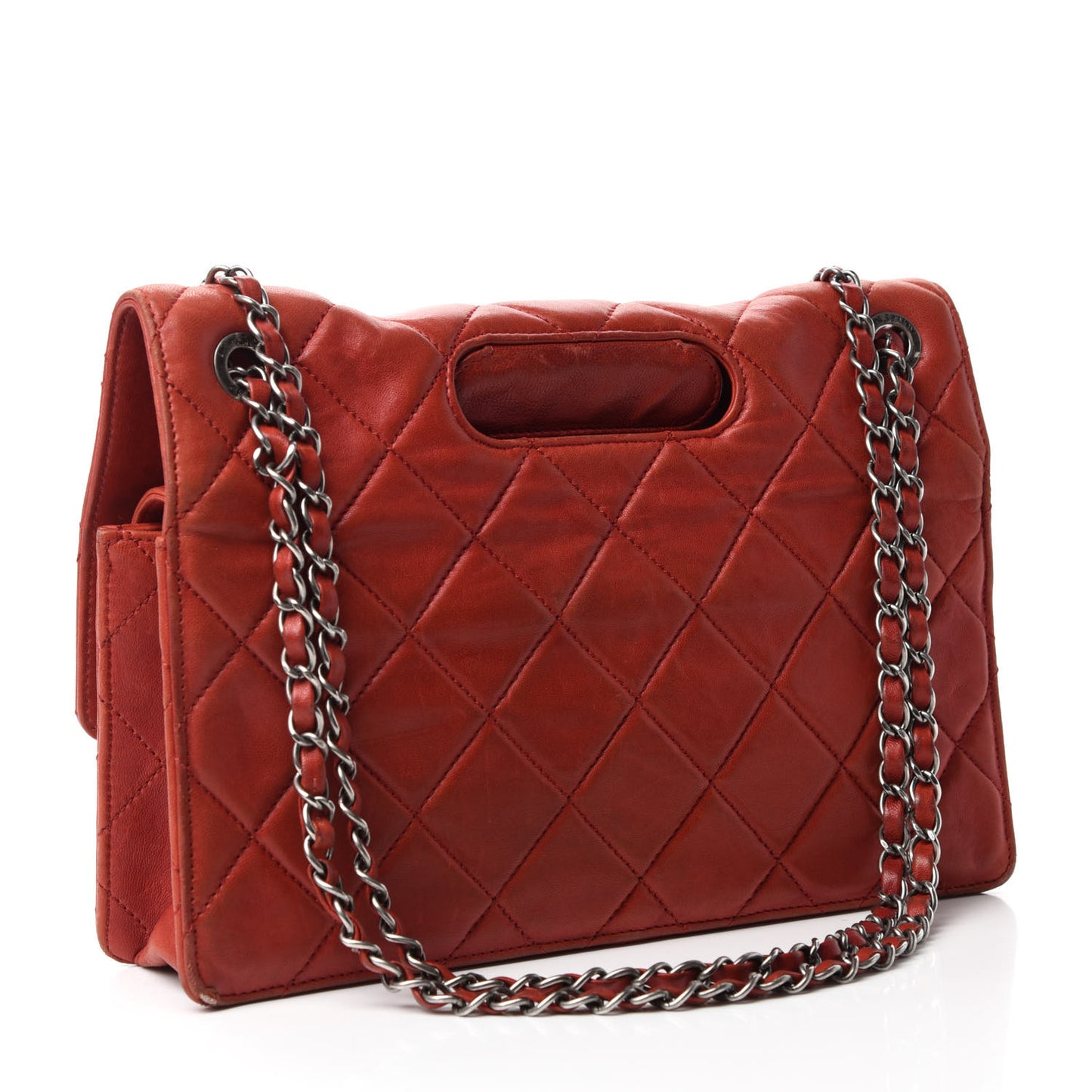 Washed Lambskin Jumbo Take Away Flap Red