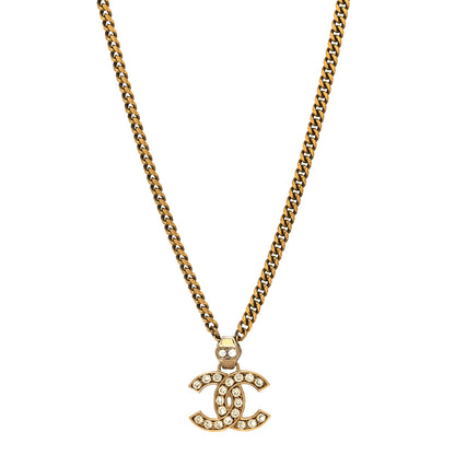 Chanel Crystal CC Pendant Necklace Gold 1 of 5