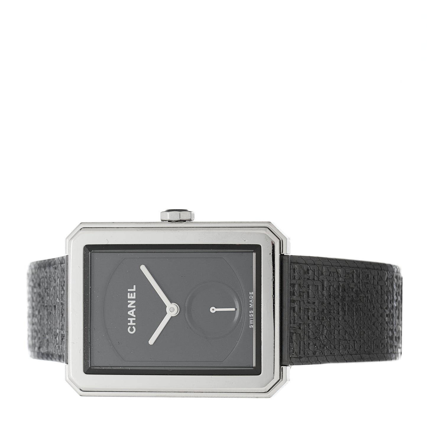 Stainless Steel Calfskin 29mm Boy-Friend Tweed Manual Winding Watch Black