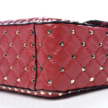 Valentino Garavani Lambskin Large Rockstud Spike Shoulder Bag Red 11 of 12