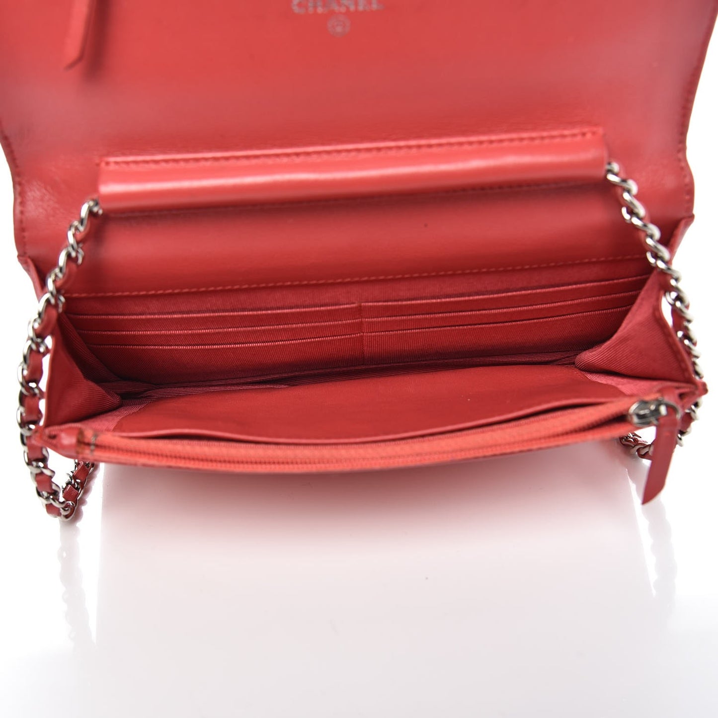Patent Quilted Wallet On Chain WOC Coral