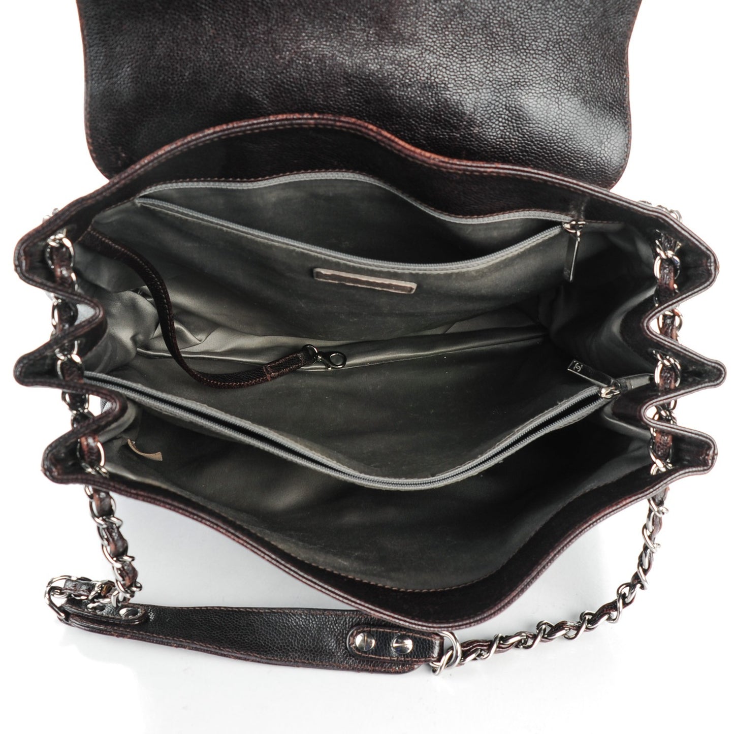 Glazed Caviar Pocket In The City Tote Brown