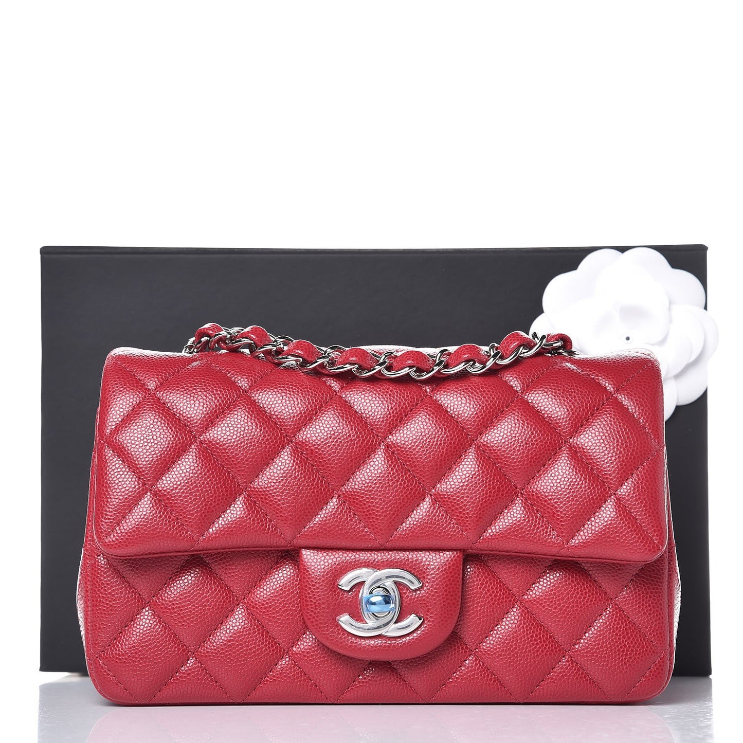 Caviar Quilted Mini Rectangular Flap Pink