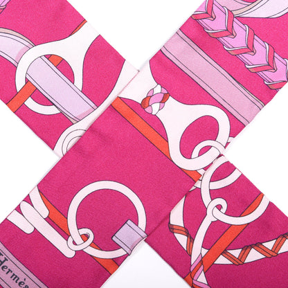 Hermes Silk Panoplie Equestre Twilly Fuchsia Rose Rouge 2 of 8