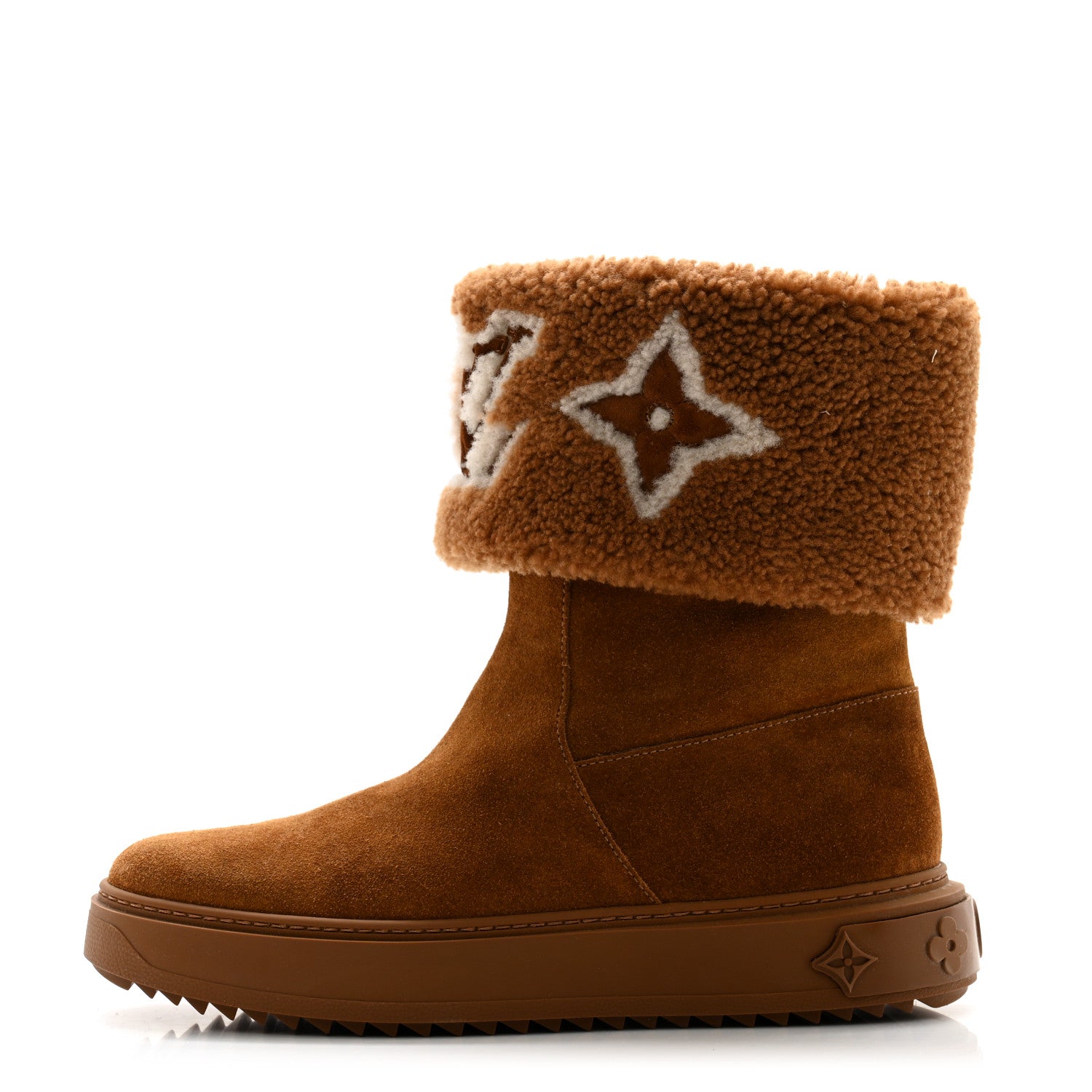 Louis Vuitton Suede Calfskin Shearling Snowdrop Flat Ankle Boot 38 Cognac 1 of 8