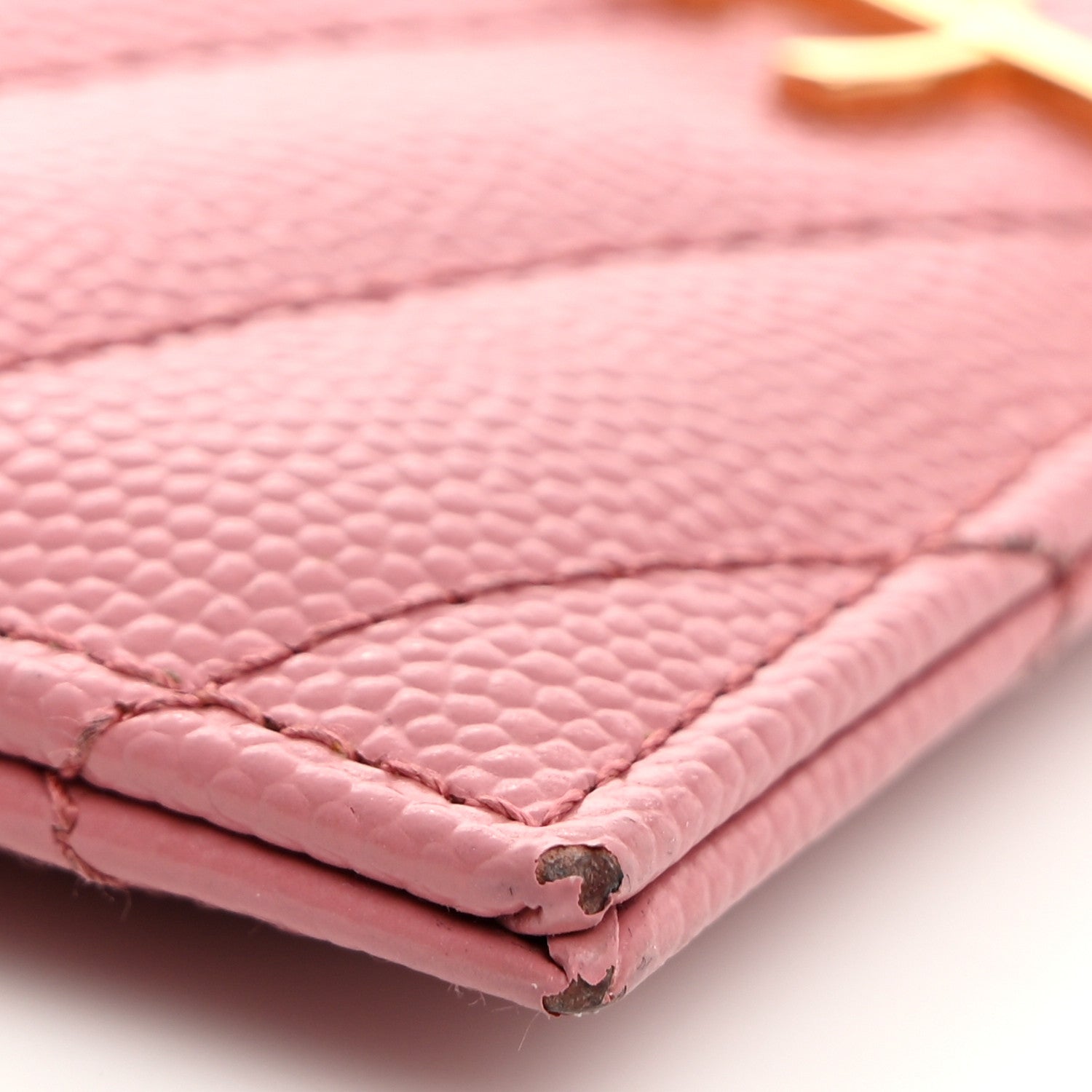 Saint Laurent Grain De Poudre Matelasse Chevron Monogram Credit Card Case Dark Rose 8 of 12