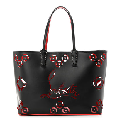 Christian Louboutin Calfskin Loubinthesky Perforated Cabarock Spikes Tote Black 1 of 11