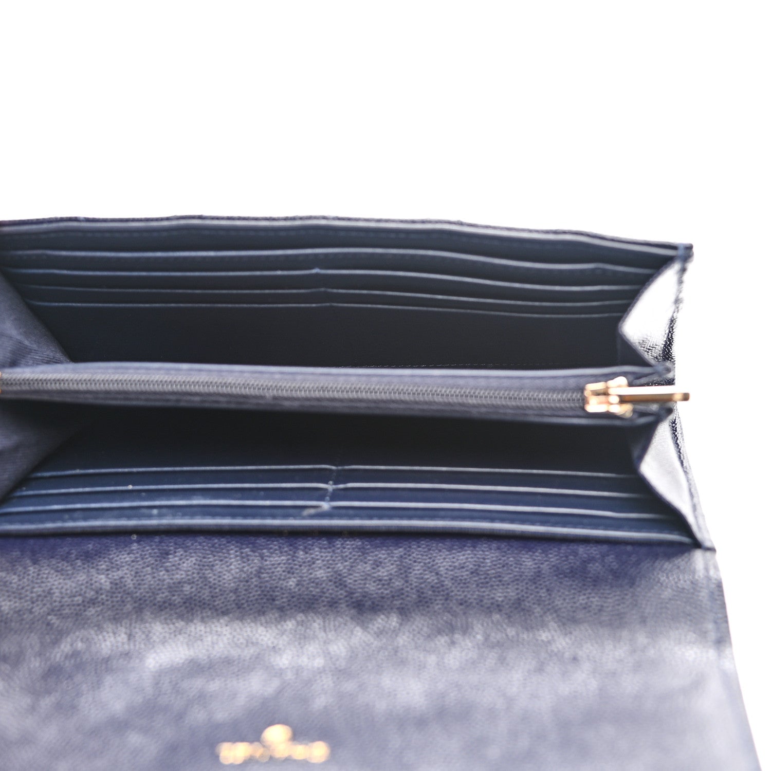 Chanel Caviar Quilted Large Gusset Flap Wallet Navy 5 of 9