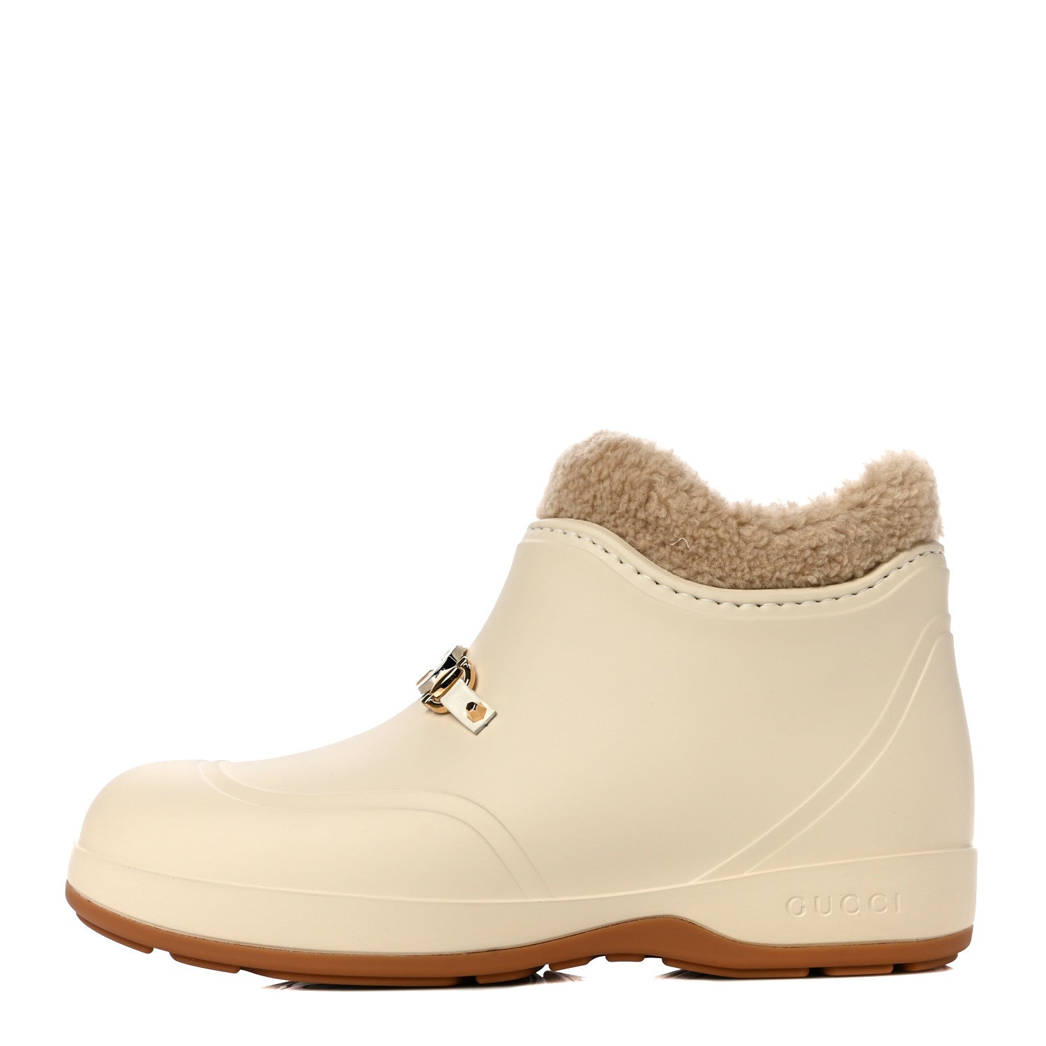 Gucci Rubber Wool Womens Crossy Ankle Boots 41 Mystic White Butterscotch 1 of 12