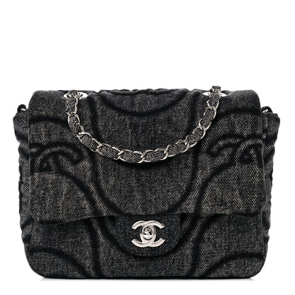 Chanel Denim Embossed CC Logo Print Mini Single Flap Black 1 of 10