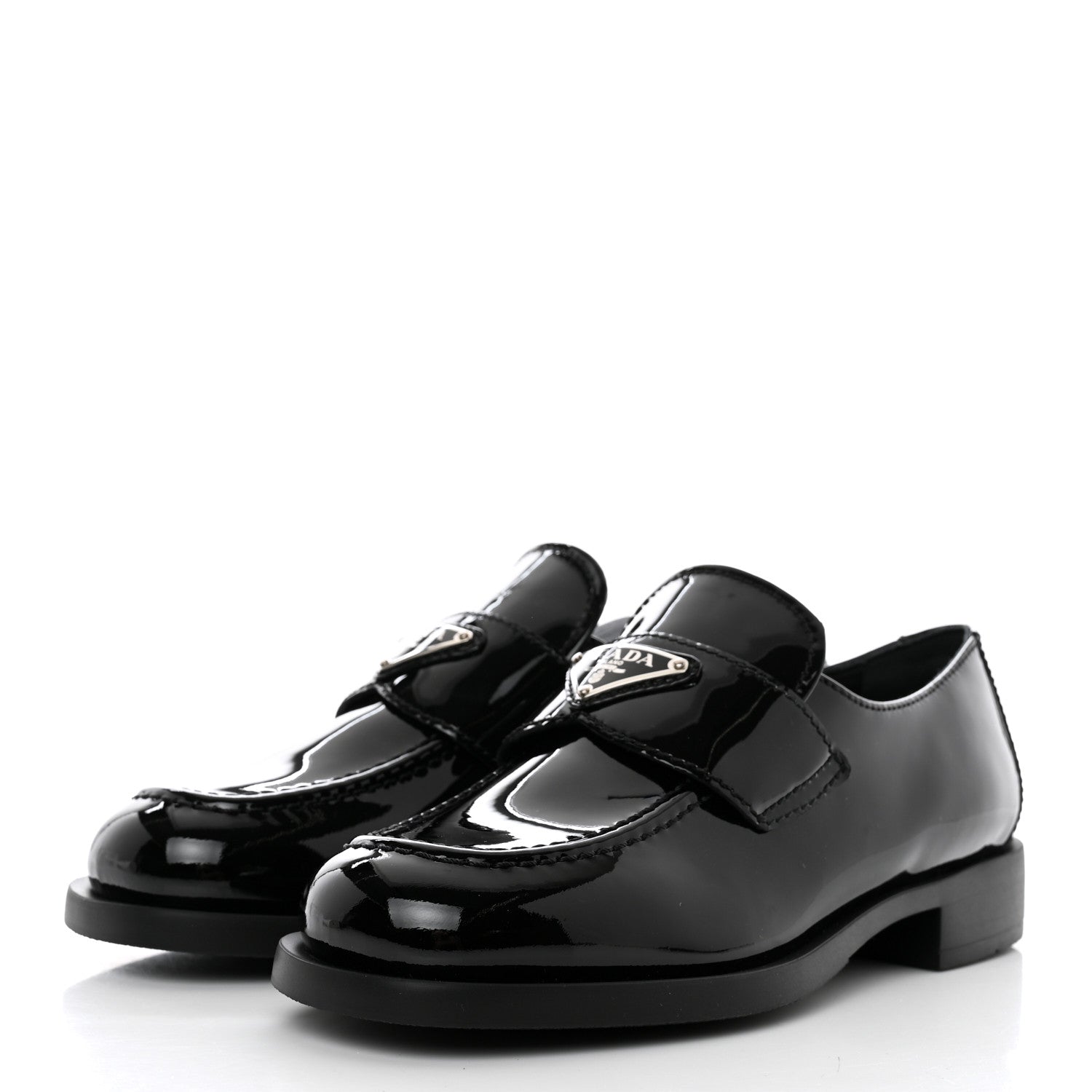 Prada Vernice Triangle 25mm Loafers 35 Black 3 of 8